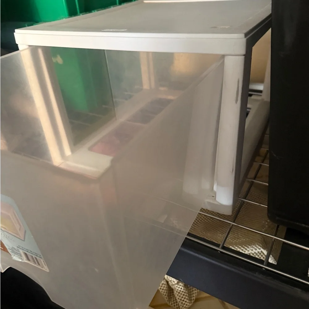 Sterilite Clear Storage Drawer 27qt stackable white drawer storage bin closet
